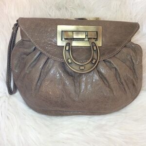 New Kage Small Taupe Leather Wristlet